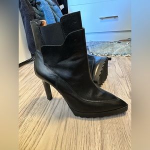 Black Italian made leather booties size 7